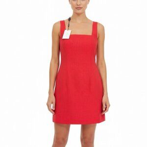Kaiia Womens Red Linen-Cotton Sleeveless Mini Dress Square Neck Size 12